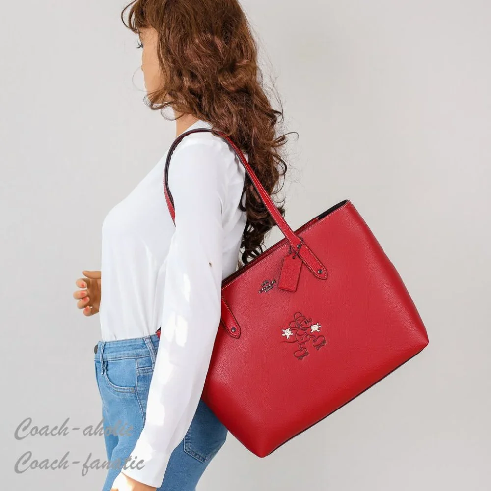 NWT 89975 Disney X Coach Central Tote With Zip With Mickey Mouse Motif in Red - Picture 2 of 12